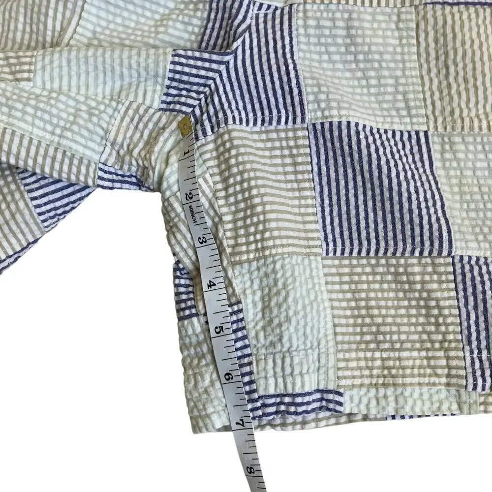 Berle Vintage Seersucker Cotton Madras Plaid Pleated Chino Shorts Preppy Sz 34